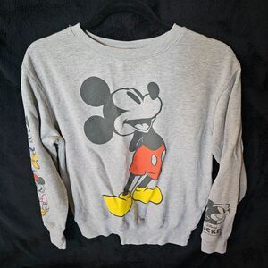 Mickey Mouse Gray Pullover Sweatshirt Women's M Soft Cozy Disney Donald Minnie